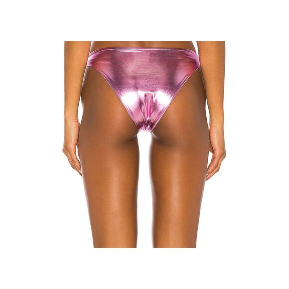 Revolve Superdown Swim Bikini Bottom Natalia Stretch Pink Metallic - Picture 9 of 9